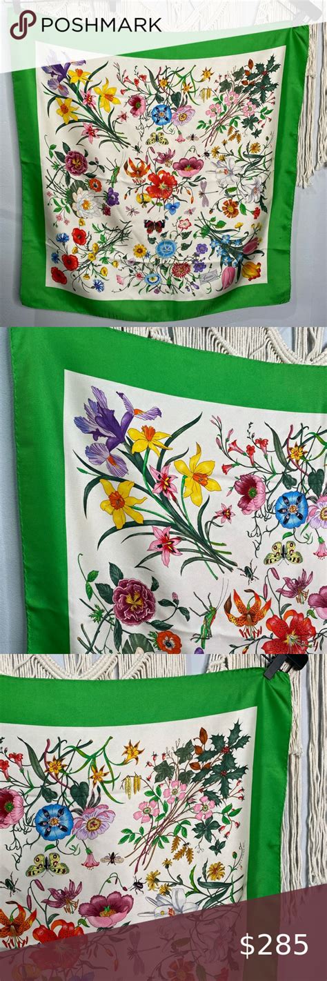 vintage gucci floral scarf|authentic gucci silk scarf.